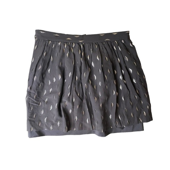 Club Monaco Silk Shimmery Metallic Leaves Mini Skirt Women’s Size 2 - Picture 6 of 8